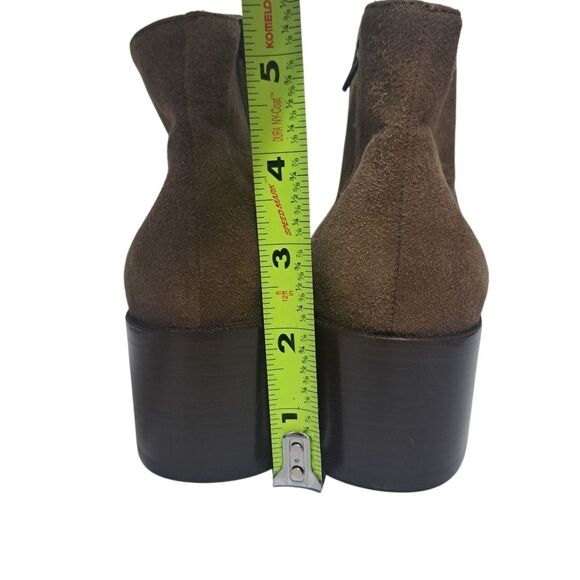 Bruno Magli Leather Suede Retro Ankle Block Heel Bootie Brown Size 8 - Picture 5 of 17